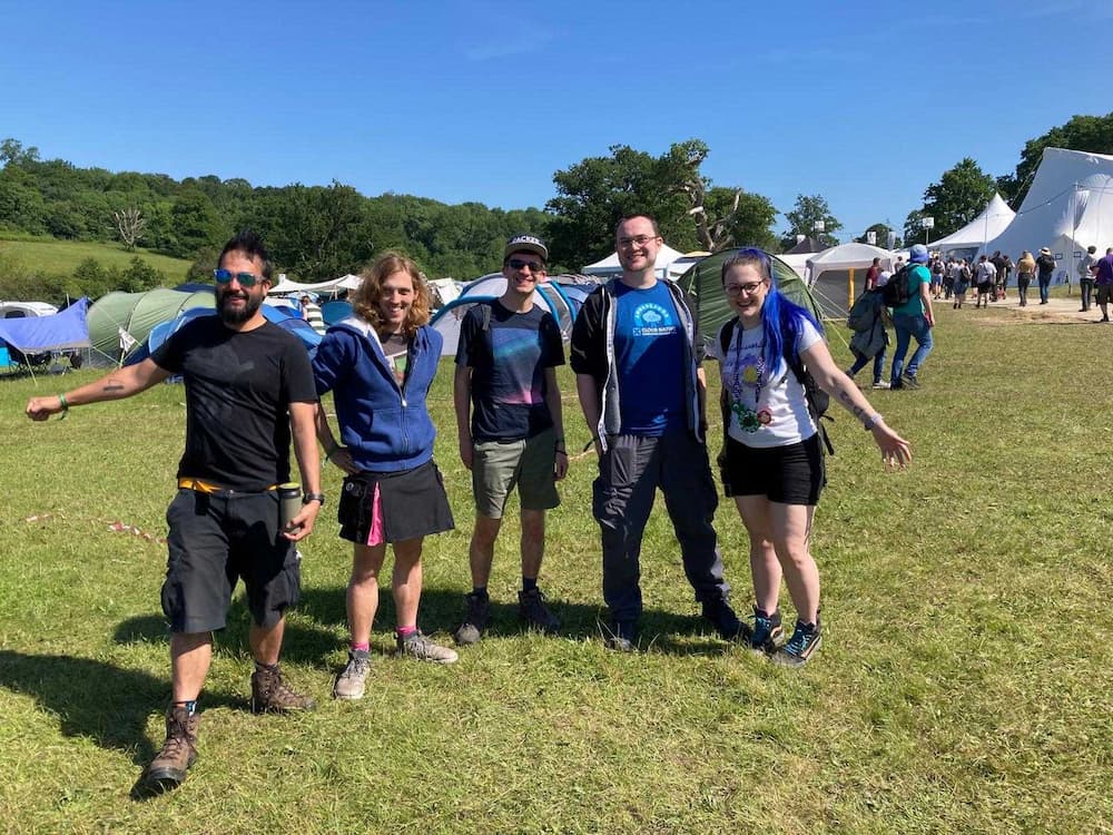 A photo of Ben, Pete, Dan, Myself and Seren looking very happy at EMF Camp
